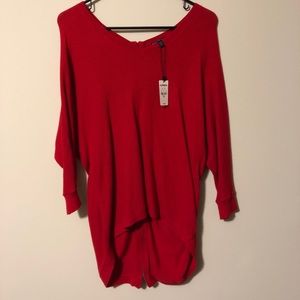 Express High Low Red Zipper Back Sweater